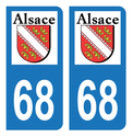 Lot De 4 Autocollants Plaque Immatriculation Département 68 (Haut-Rhin) Avec Logo Alsace - Dimensions Officielles 45x100 Mm, Fabrication Française - 10