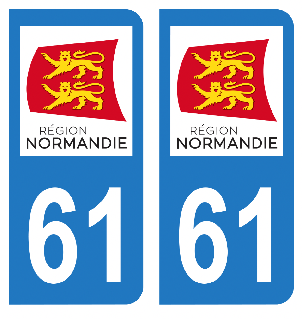 2 Stickers Style Plaque D'immatriculation - Département 61, Normandie - Neufs Sous Blister