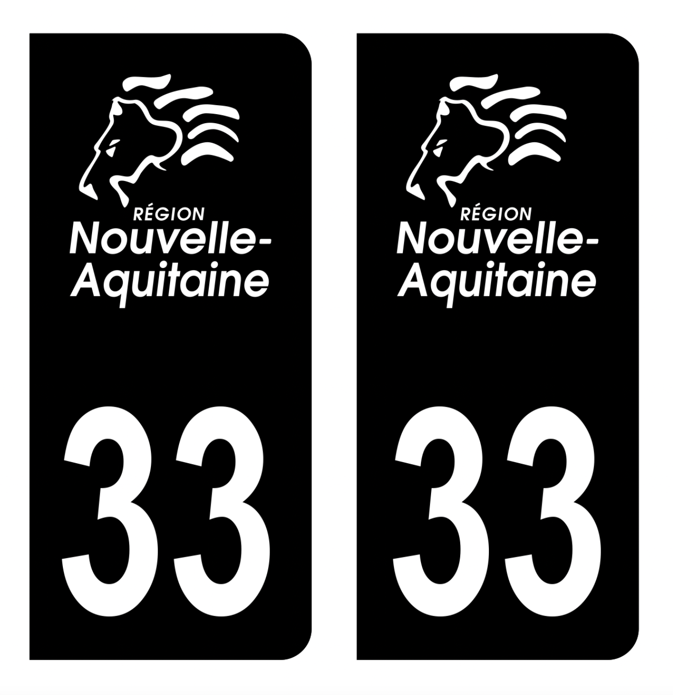 33 Gironde fond noir autocollant plaque immatriculation auto