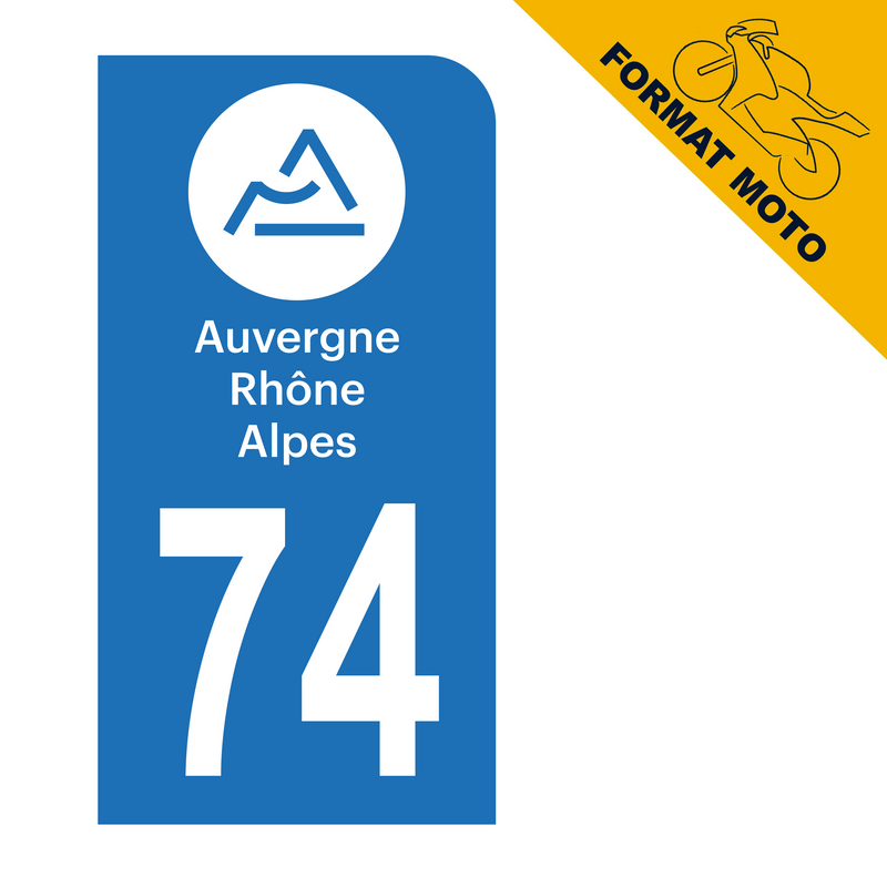 Autocollant Plaque d'immatriculation Moto Département 74 Haute-Savoie