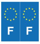 Autocollant Plaque d'immatriculation Voiture France F