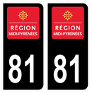 Autocollant Plaque d'immatriculation Voiture Ancienne Région 81