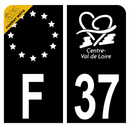 Autocollant Plaque d'immatriculation Moto Département 37 Noir