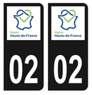 Autocollant Plaque d'immatriculation Voiture Département 02 Noir