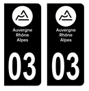 Autocollant Plaque d'immatriculation Voiture Département 03 Noir