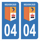 Autocollant Plaque d'immatriculation Voiture Département 04 Région SUD Noir