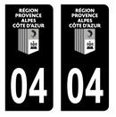Autocollant Plaque d'immatriculation Voiture Département 04 Noir