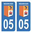 Autocollant Plaque d'immatriculation Voiture Département 05 Région SUD
