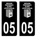 Autocollant Plaque d'immatriculation Voiture Département 05 Noir