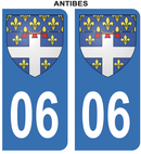 Autocollant Stickers plaque d'immatriculation voiture 06 blason Antibes