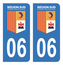 Autocollant Plaque d'immatriculation Voiture Département 06 Région SUD