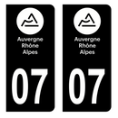 Autocollant Plaque d'immatriculation Voiture Département 07 Noir