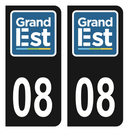 Autocollant Plaque d'immatriculation Voiture Département 08 Noir