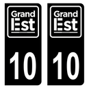 Autocollant Plaque d'immatriculation Voiture Département 10 Noir