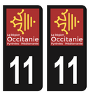 Autocollant Plaque d'immatriculation Voiture Département 11 Noir