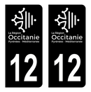 Autocollant Plaque d'immatriculation Voiture Département 12 Noir