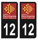 Autocollant Plaque d'immatriculation Voiture Département 12 Noir