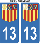 Autocollant Stickers plaque d'immatriculation voiture 13 blason Aix en Provence