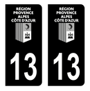 Autocollant Plaque d'immatriculation Voiture Département 13 Noir