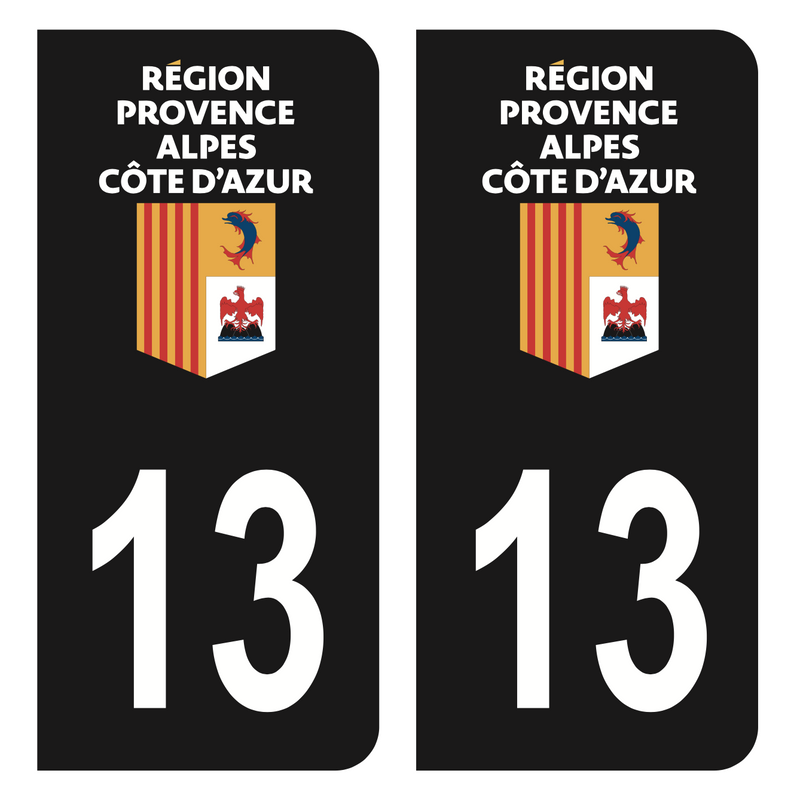  X'trem Stickers Plaque immatriculation département 13 Region  PACA Autocollant departement