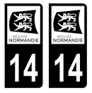 Autocollant Plaque d'immatriculation Voiture Département 14 Noir
