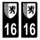 Autocollant Plaque d'immatriculation Voiture Département 16