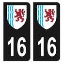 Autocollant Plaque d'immatriculation Voiture Département 16