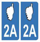 Autocollant Plaque d’immatriculation Voiture 2A Corse Noir