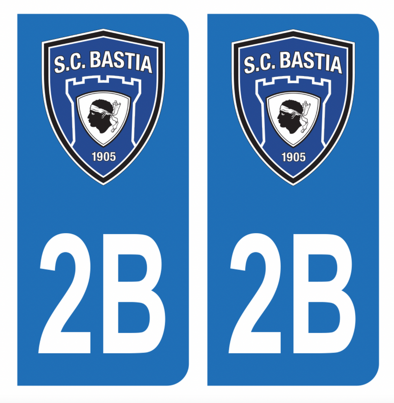 Autocollant Plaque d'immatriculation 2B Club SC Bastia Noir