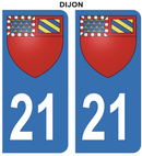 Autocollant Stickers plaque d'immatriculation voiture 21 blason Dijon