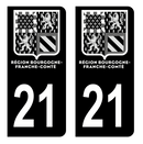 Autocollant Plaque d'immatriculation Voiture Département 21 Noir