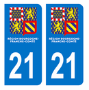 Autocollant Plaque d'immatriculation Voiture Département 21 Nouveau Modèle