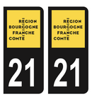 Autocollant Plaque d'immatriculation Voiture Département 21 Noir