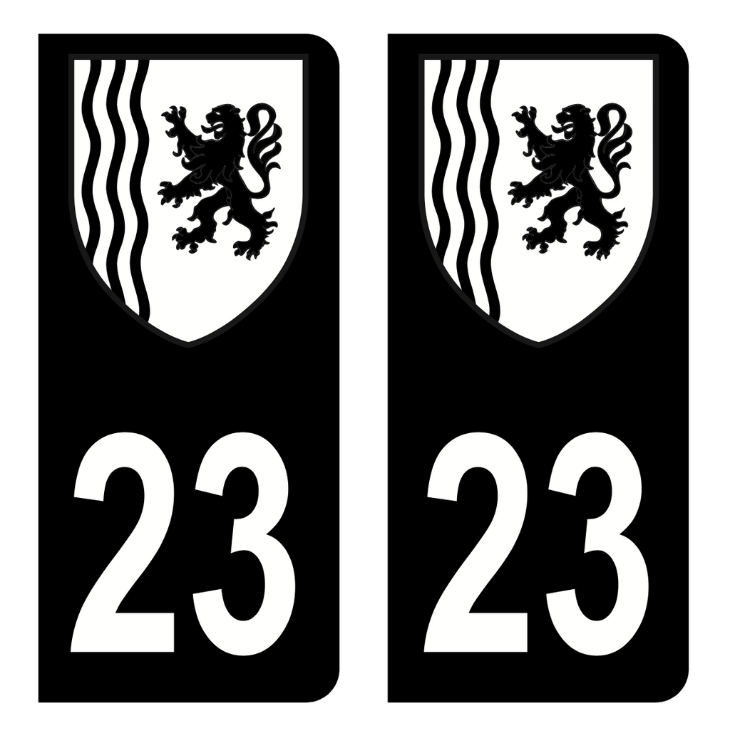 Lot De 4 Autocollants Plaque Immatriculation Département 23 Creuse - Format 45x100 Mm, Vinyle Haute Tenue