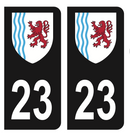 Autocollant Plaque d'immatriculation Voiture Département 23 Noir