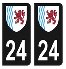 Autocollant Plaque d'immatriculation Voiture Département 24