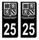 Autocollant Plaque d'immatriculation Voiture Département 25 Nouveau Modèle