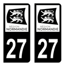 Autocollant Plaque d'immatriculation Voiture Département 27 Noir
