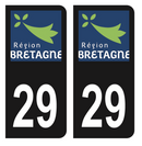 Autocollant Plaque d'immatriculation Voiture Département 29 Noir