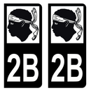 Autocollant Plaque d'immatriculation Voiture Département 2B
