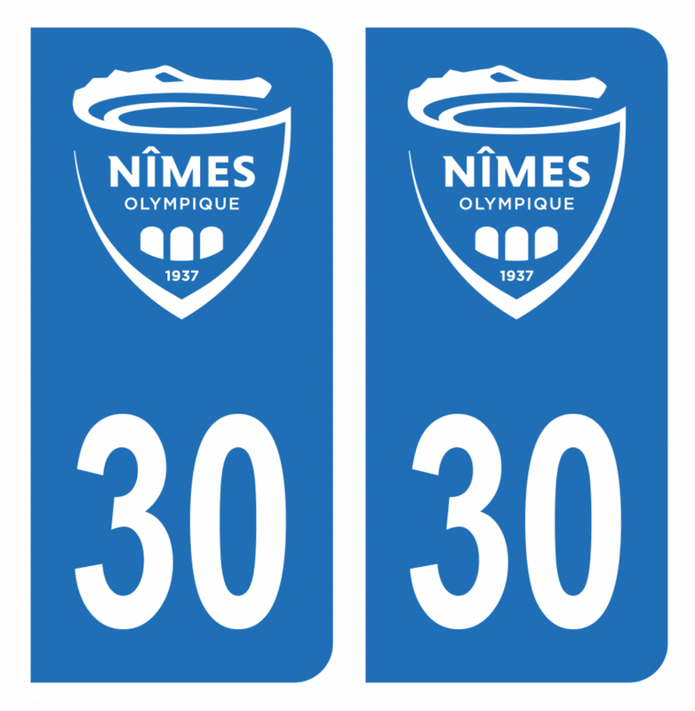 Autocollant Plaque d'immatriculation 30 Club Nîmes Foot Noir