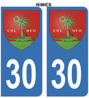 Autocollant Stickers plaque d'immatriculation voiture 30 blason Nîmes