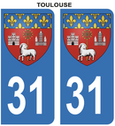Autocollant Stickers plaque d'immatriculation voiture 31 blason Toulouse