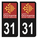 Autocollant Plaque d'immatriculation Voiture Département 31 Noir