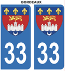 Autocollant Stickers plaque d'immatriculation voiture 33 blason Bordeaux