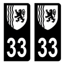 Autocollant Plaque d'immatriculation Voiture Département 33
