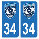 Autocollant Plaque d'immatriculation 34 Montpellier Rugby