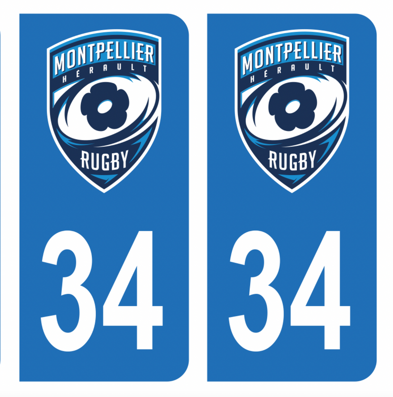 Autocollant Plaque d'immatriculation 34 Montpellier Rugby