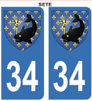 Autocollant Stickers plaque d'immatriculation voiture 34 blason Sète