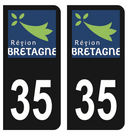 Autocollant Plaque d'immatriculation Voiture Département 35 Noir